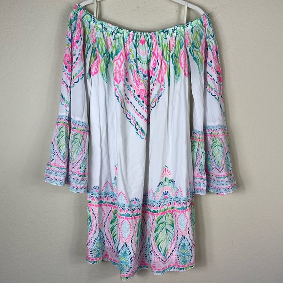 Lilly Pulitzer Nevie Off Shoulder Dress in Coconut Coast Size Small - Picture 2 of 8